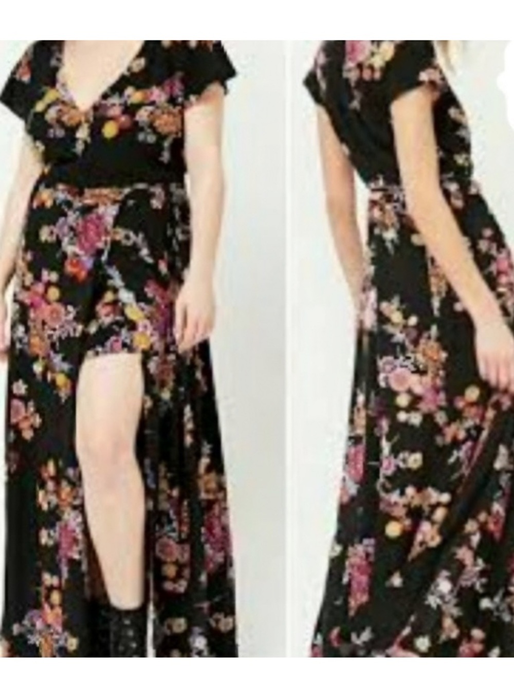 Forever 21 Black Floral Romper shorts dress 3x